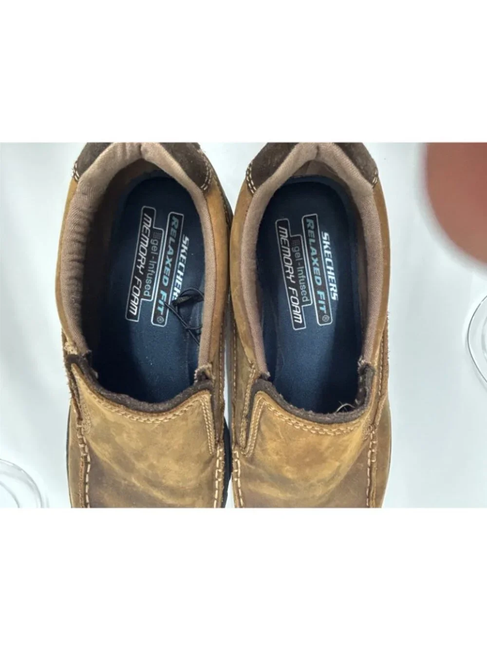 Skechers Braver Rayland Shoes Mens 8.5 Brown Slip On Leather Relaxed Fit Casual